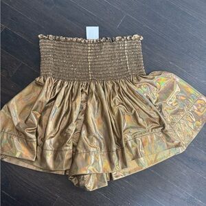 gold mini skirt